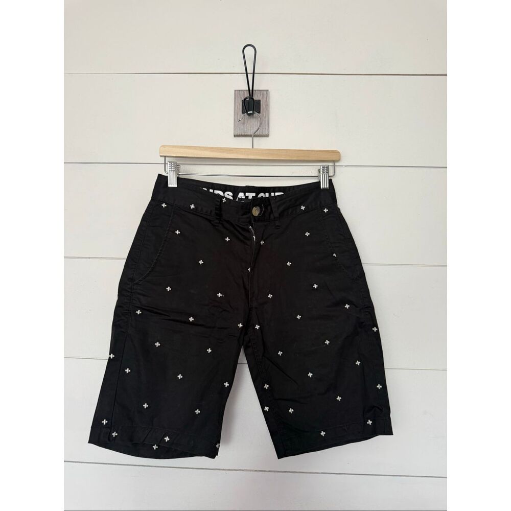 Pink Dolphin Men’s 28 Black Logo Embroidered Cross Shorts